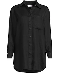 Lands' End Women's Linen Oversized Button Front Shirt