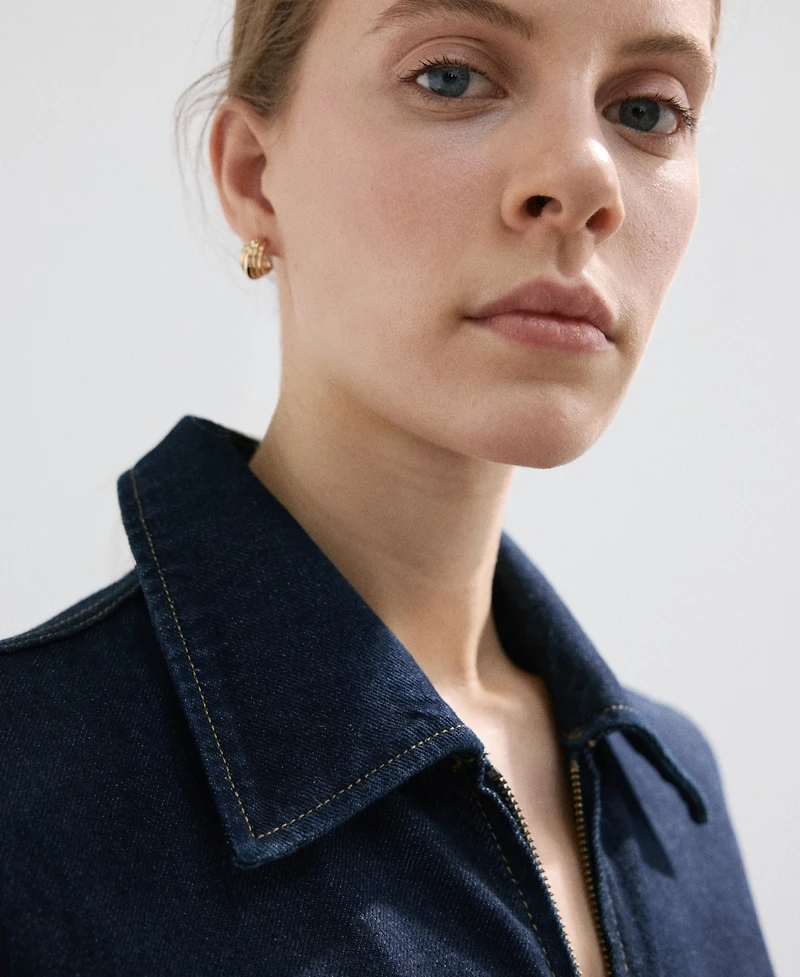 Mango Women's Belt Denim Jumpsuit