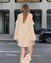 Mango Women's Pleated Boatneck Short Dress