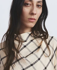 Mango Women's Draped Neckline Checked Dress