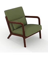 gaomon Mid-Century Modern Accent Chair,Fine Wale Corduroy Upholstery,Solid Wood Armchair with Removable Lumbar Pillow,Sturdy Reading Chair.