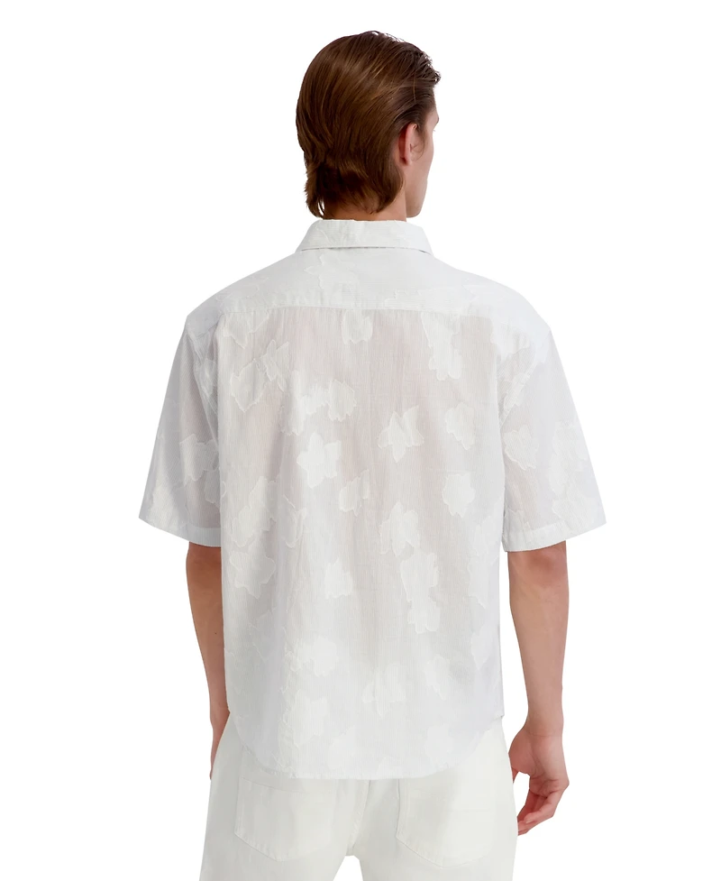 Karl Lagerfeld Paris Men's Raised Cloud Flower Stripe Shirt