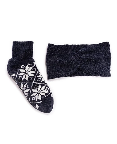 Muk Luks Women's Chenille Sock and Headband Set
