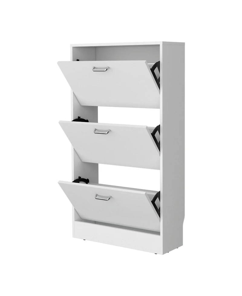 Fm Furniture Shoe Rack, 3 Flip-Down Compartments, Slim Vertical Design, Organizer