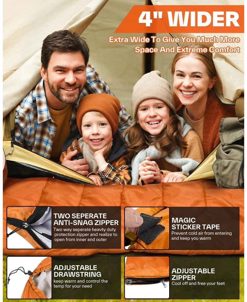 Sportneer Sleeping Bag 3 Season Warm Cold Weather for Adults Kids Boys Girls with Compression Sack Lightweight Camping Essentials Backpacking Hiking