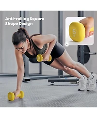 Sportneer Neoprene Dumbbells Set of 2 with 5 lb Hand Weights Non Slip Ergonomic Anti Roll Square Shape for Home Workout