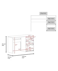 Fm Furniture Louisiana Writing Computer Desk, Three Drawers