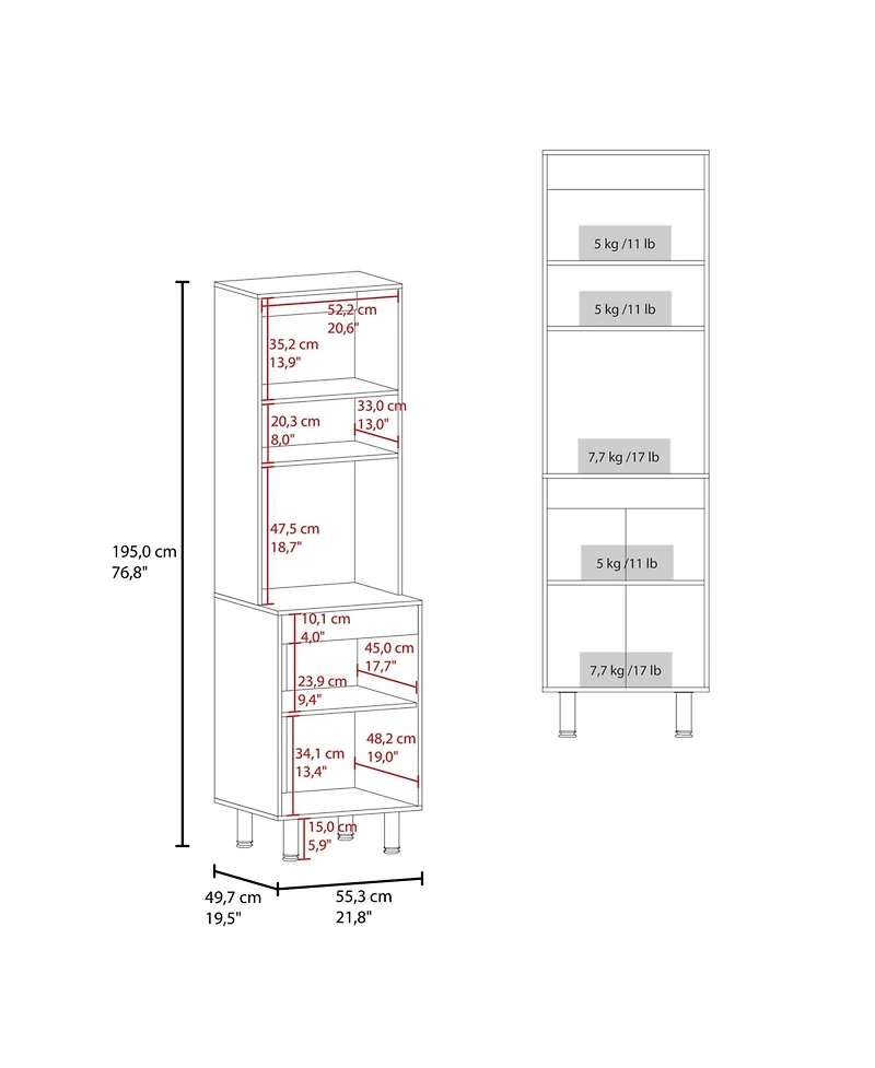 Fm Furniture Arlo Multi-Purpose Tall Storage Cabinet with Open Shelving and Lower Cabinet