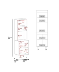 Fm Furniture Arlo Multi-Purpose Tall Storage Cabinet with Open Shelving and Lower Cabinet