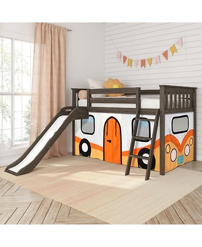 Max & Lily Low Loft With Easy Slide and Camper Van Curtain