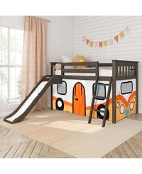Max & Lily Low Loft With Easy Slide and Camper Van Curtain