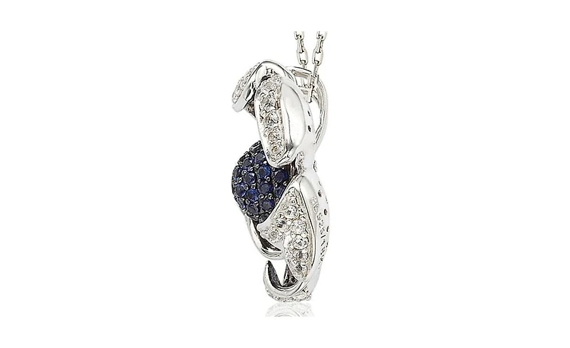 Suzy Levian New York Sterling Silver Pave Sapphire Flower Pendant