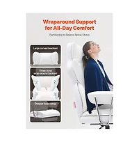 Sugift Reclining Office Chair with Retractable Footrest, 350 lbs Capacity, Pu Leather Wide Seat and Lumbar Support