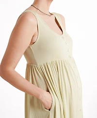 Nom Maternity Ribbed Modal Henley Dress