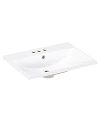 Sillysis Rectangular Ceramic Vanity Top with Sink, 3 Faucet Holes, Easy Maintenance