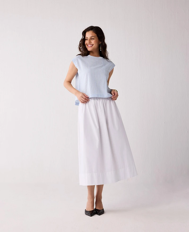 Reistor Women's Button-Back Crew Neck Top