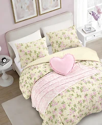 Betsey Johnson Gingham Rose Microfiber 5-Piece Comforter Set, Full/Queen