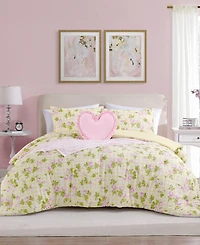 Betsey Johnson Gingham Rose Microfiber 5-Piece Comforter Set, Full/Queen