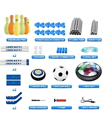 HopeRock 3-in-1 Hover Soccer Ball Hockey Bowling Set, Indoor and Outdoor Toys , Outside Toys with Led Lights