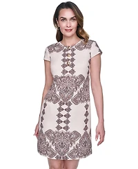Vince Camuto Women's Printed Taffeta Button Front Shift Dress