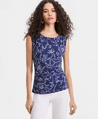 I.N.C. International Concepts Womens Sleeveless Printed Mesh Top Macys Exclusive