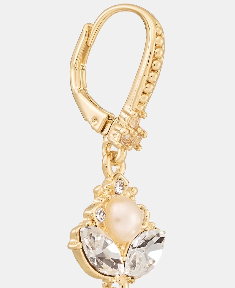 Marchesa Crystal & Imitation Pearl Double Drop Earrings