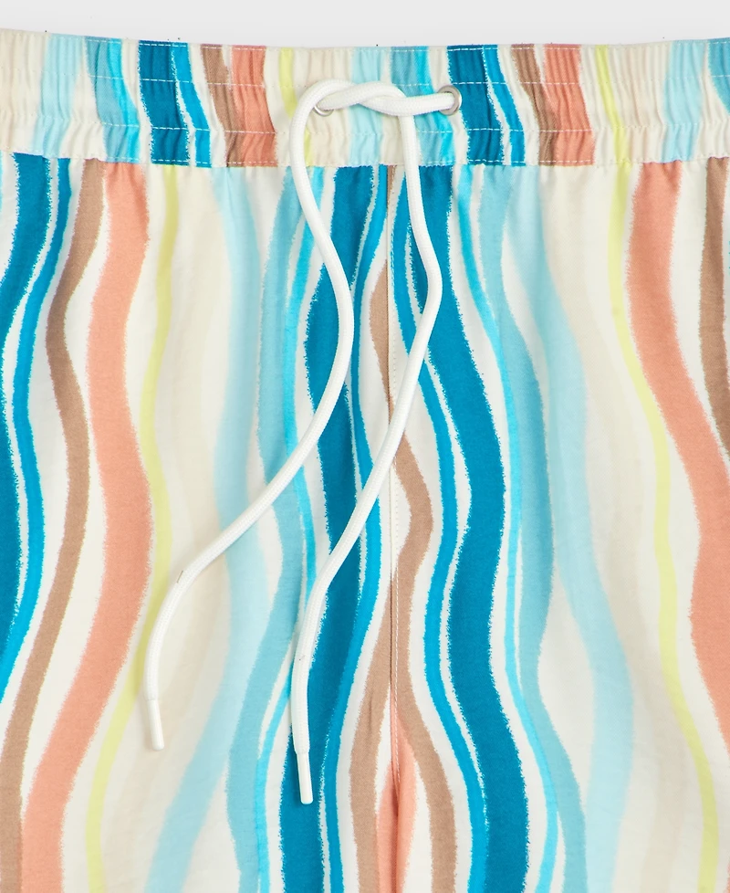 Mode of One Men's Wave Stripe 6.5" Drawstring Shorts, Macy's Exclusive