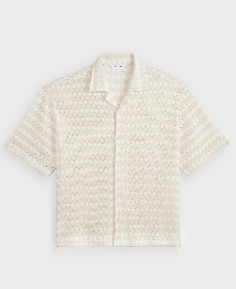 Mode of One Men's Diamond-Crochet Camp Shirt, Macy's Exclusive