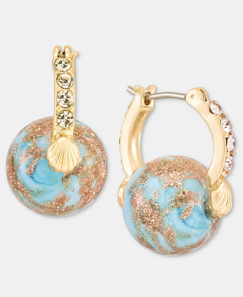 lonna & lilly Murano Glass Charm Pave Hoop Earrings