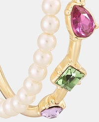 Karl Lagerfeld Paris Medium Mixed Crystal & Imitation Pearl Double Row Hoop Earrings, 1.58"