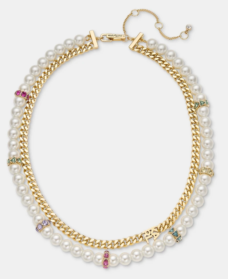 Karl Lagerfeld Paris Crystal & Imitation Pearl Beaded Layered Collar Necklace, 16" + 3" extender