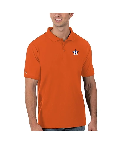 Antigua Men's Orange Houston Astros Legacy Pique Polo Shirt