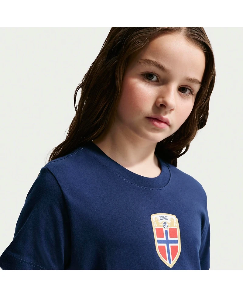 Nike Big Boys and Girls Blue Norway National Team Crest T-Shirt