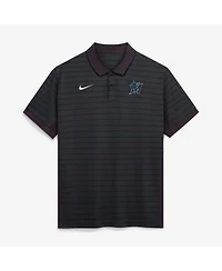 Nike Men's Black Miami Marlins Authentic Collection Striped Victory Dri-fit Polo Shirt