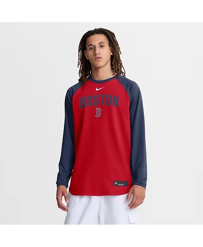 Nike Men's Red Boston Sox Authentic Collection Raglan Dri-fit Sweatshirt