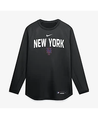 Nike Men's Black New York Mets Authentic Collection Raglan Dri-fit Sweatshirt