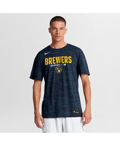 Nike Men's Navy Milwaukee Brewers Authentic Collection Velocity Dri-fit T-Shirt