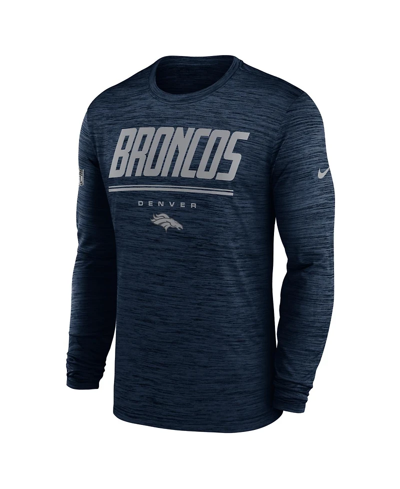 Nike Men's Navy Denver Broncos Sideline Offensive Transition Velocity Dri-fit Long Sleeve T-Shirt