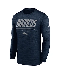 Nike Men's Navy Denver Broncos Sideline Offensive Transition Velocity Dri-fit Long Sleeve T-Shirt