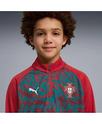 Puma Big Boys and Girls Red Portugal National Team Pre-Match Quarter-Zip Pullover Sweatshirt