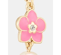 Karl Lagerfeld Paris Orchid & Imitation Pearl Double Drop Earrings