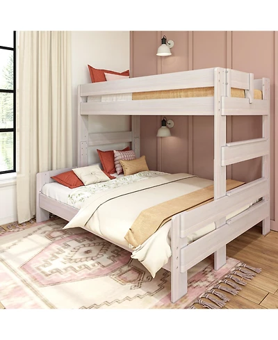 Max & Lily Solid Wood Bunk Bed, Modern Farmhouse Platform Bed Frame For Kids