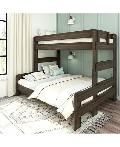 Max & Lily Solid Wood Bunk Bed, Modern Farmhouse Platform Bed Frame For Kids