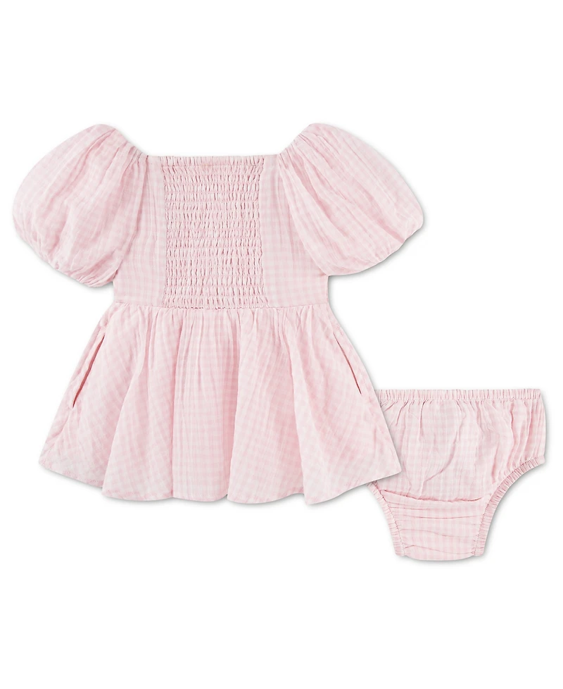 abercrombie kids Baby Girls' Puff Sleeve Dress and Diaper Cover, 2-Piece Set