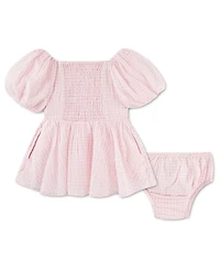 abercrombie kids Baby Girls' Puff Sleeve Dress and Diaper Cover, 2-Piece Set
