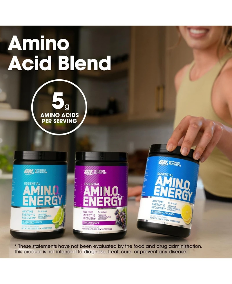 Optimum Nutrition, Essential Amino Energy, Powder, Blueberry Mojito, 30 Servings