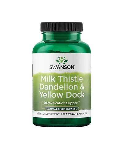 Swanson Milk Thistle, Dandelion and Dock Herbal Liver Support, Overall Health and Wellbeing, 120 Capsules, 1 Pack