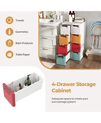 Sugift 4-Drawer Slim Rolling Storage Cart with Built-In Wheels