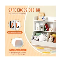 Sugift 5-Cubby Wood Toy Storage Organizer with Bookshelf, 35 x 16 x 30 in