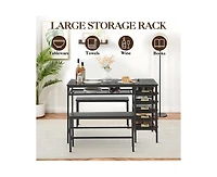 gaomon 3-Piece 4-Person Dining Set with Wine Rack and Storage